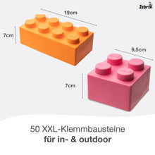 Load image into Gallery viewer, Zebrix XXL terminal blocks 4 special colors | pink, light blue, orange, yellow | Large building blocks 25, 50, 100 or 200 bricks