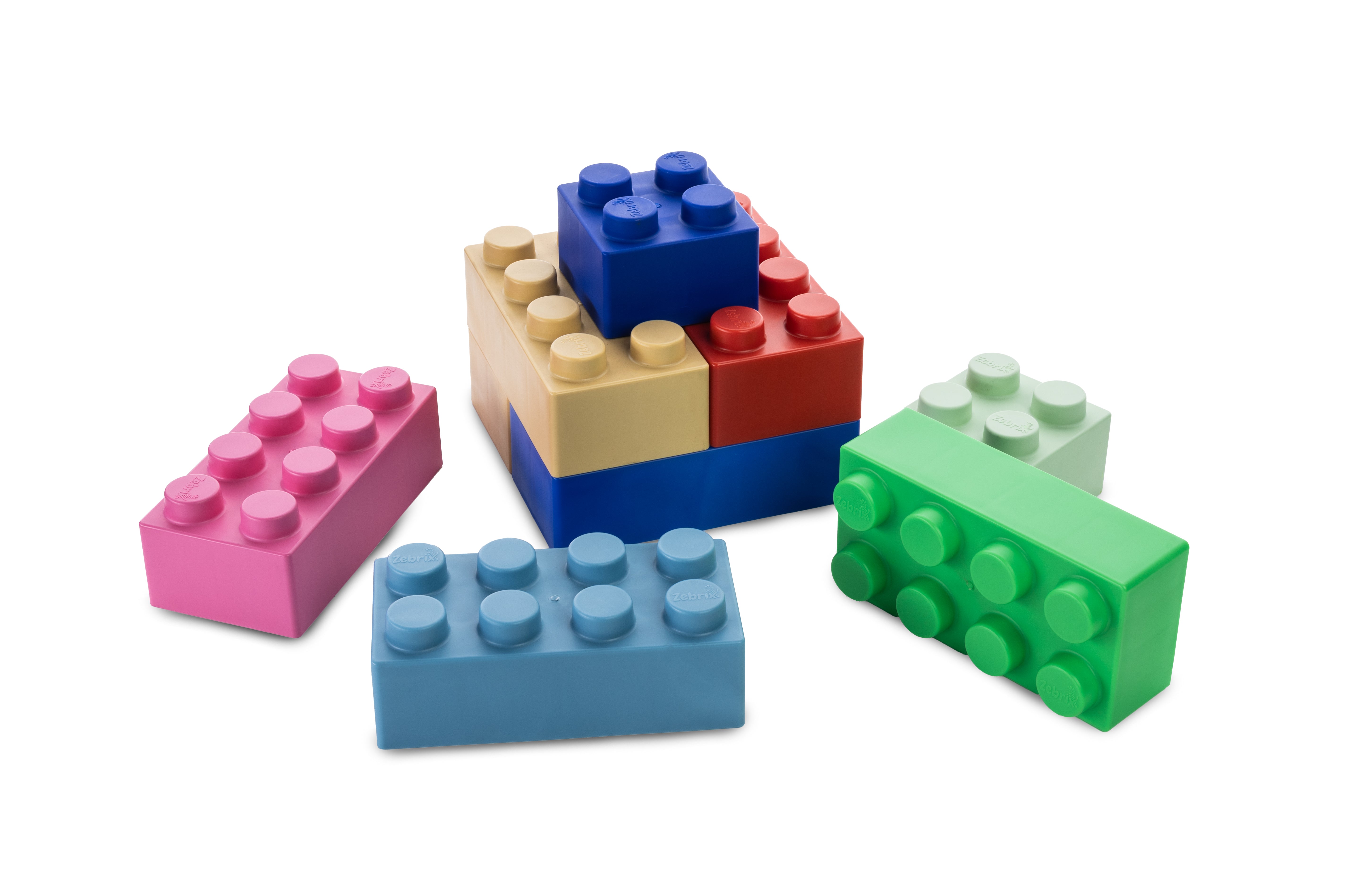 Mattoncini Lego Zebrix Bio XXL 25 Mattoncini Con Fibre Di Legno