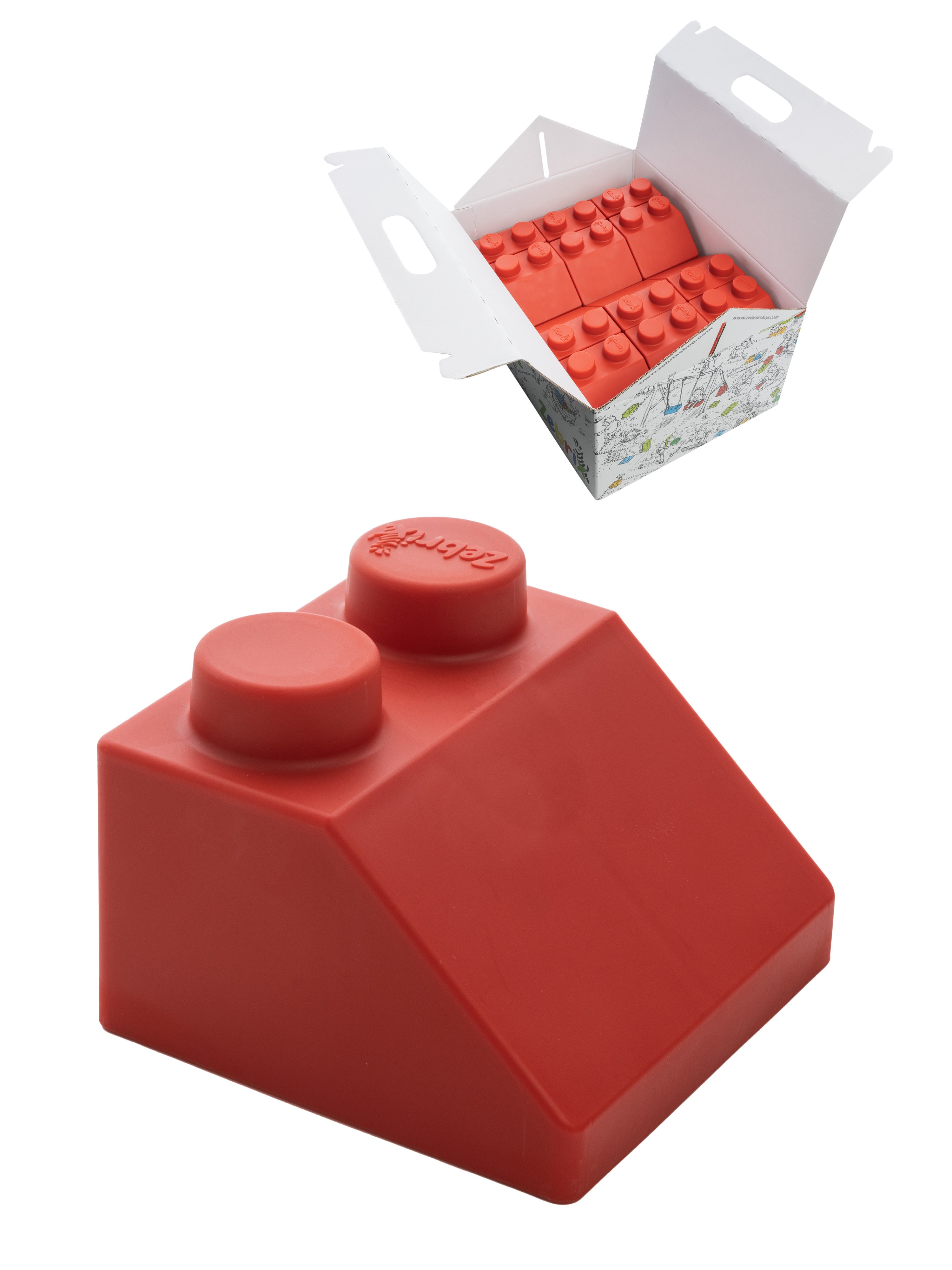 Zebrix XXL interlocking bricks sloping roof red | Large building block ...