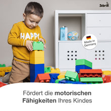 Load image into Gallery viewer, Zebrix XXL terminal blocks 4 main colors | red, yellow, blue, green | Large building blocks 25, 50, 100 or 200 bricks
