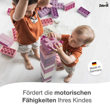 Load image into Gallery viewer, Zebrix XXL Klemmbausteine Prinzessinnen Traum | creme weiß, rosa, flieder, violett | Große Bausteine 25 Steine - Limited Edition
