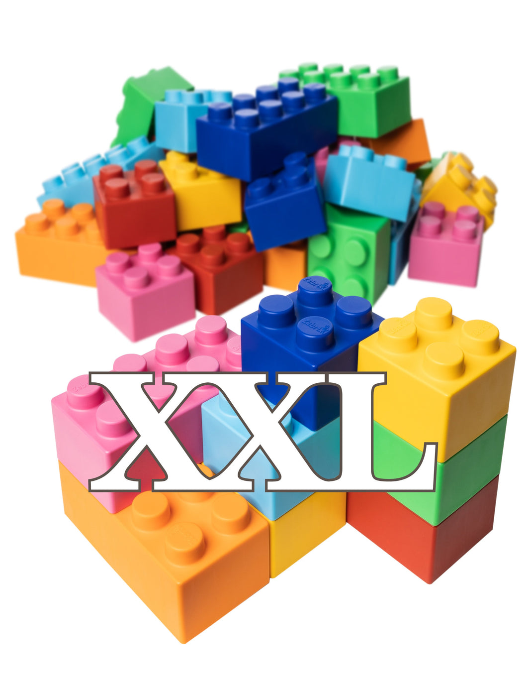 Zebrix XXL terminal blocks all 7 colors | red, green, blue, yellow, pink, light blue, orange | Large building blocks 25, 50, 100 or 200 bricks